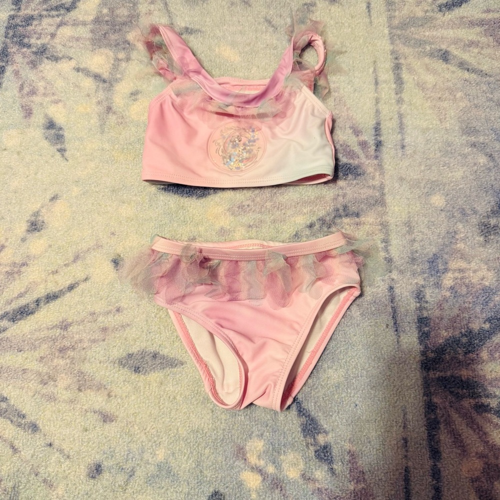 Disney Pink Frozen II Elsa Water Nok Two Piece Swimsuit Size 2